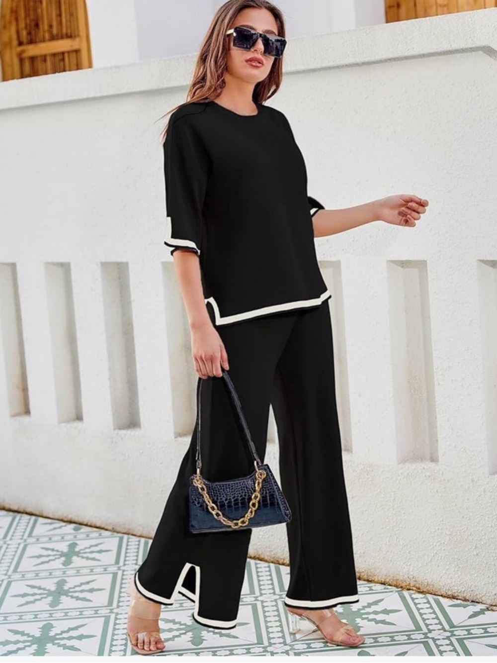 Women’s 2 piece Sweater Set Black 2XL